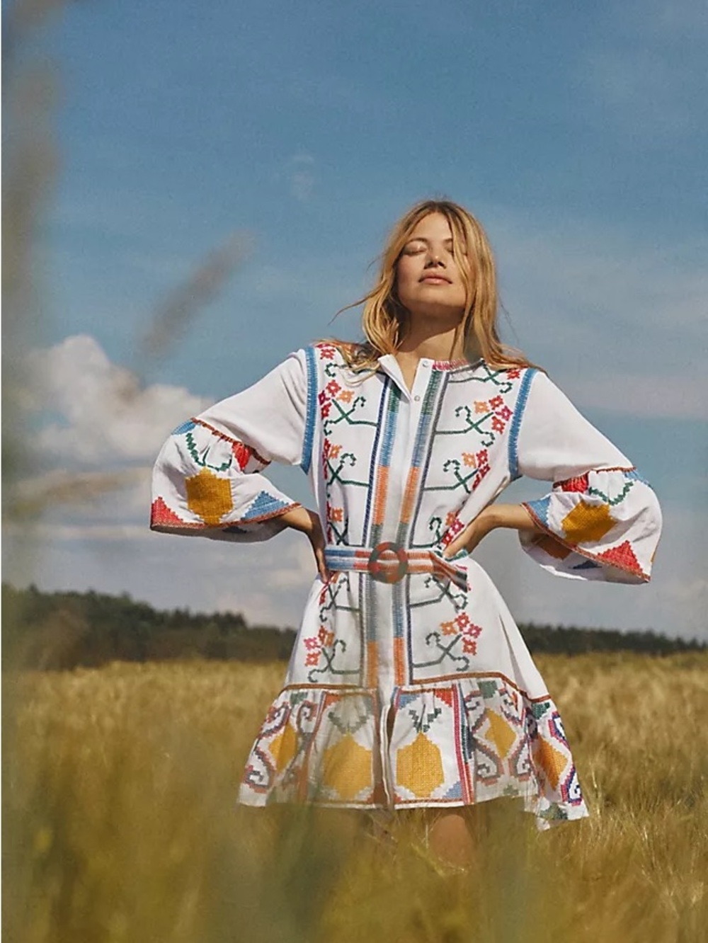 Farm Rio Jimena Embroidered Mini Dress